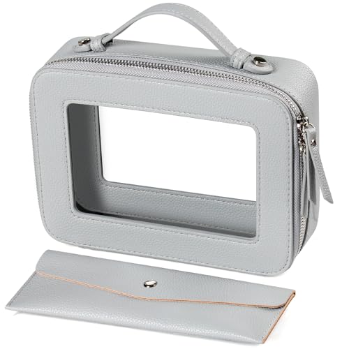 EcoVision Clear Makeup Bag, Travel Cosmetic Accessory Bag, Toiletry Organizer Bags for Women, Portable Waterproof Zipper Cosmetic Bag with Transparent Window