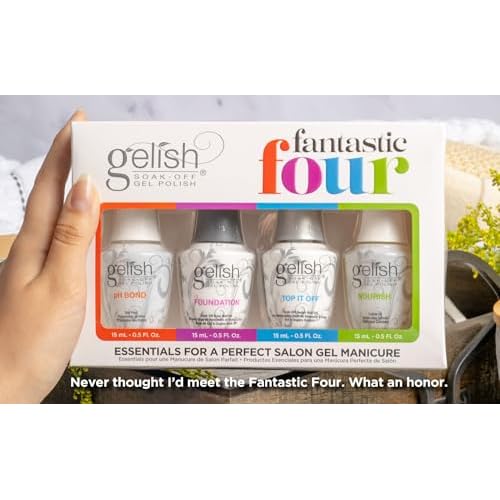 Gelish Fantastic Four Essentials Kit ? Long-Lasting, Chip-Free Shine, Durable Finish, Complete Professional Manicure System for Salon-Quality Nails at Home