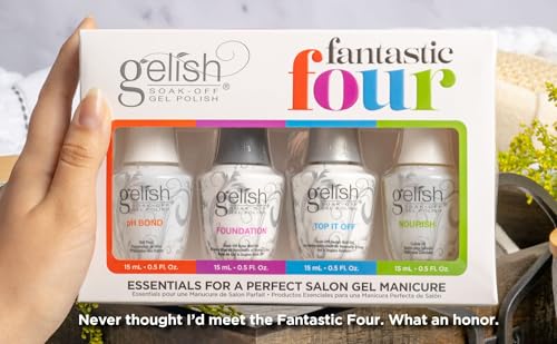 Gelish Fantastic Four Nail Care Kit - 0.5 Fl Oz Pack of 4 - Long-Lasting Gel Polish Set for Professional Manicure at Home