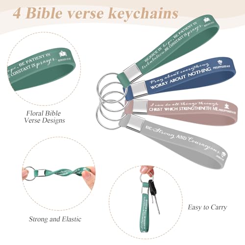 Fumete 4 Set Christian Gifts for Women Men 16oz Skinny Cup Religious Makeup Cosmetic Bag Bible Verse Keychain Regalos Cristianos En Espa?ol for Church Pastor Wife Grandparents(Classic Color)