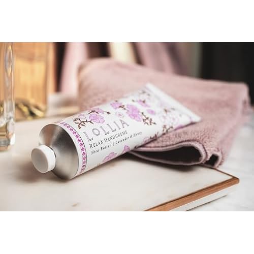 LOLLIA Relax Handcreme Bundle, 4 oz. & .33 oz. ? Lavender & Honey ? Scented Hand Cream for Women, Moisturizing Hand for Dry Hands, Shea & Cocoa Butter, Quick Absorbing Lotion, Travel Lotion