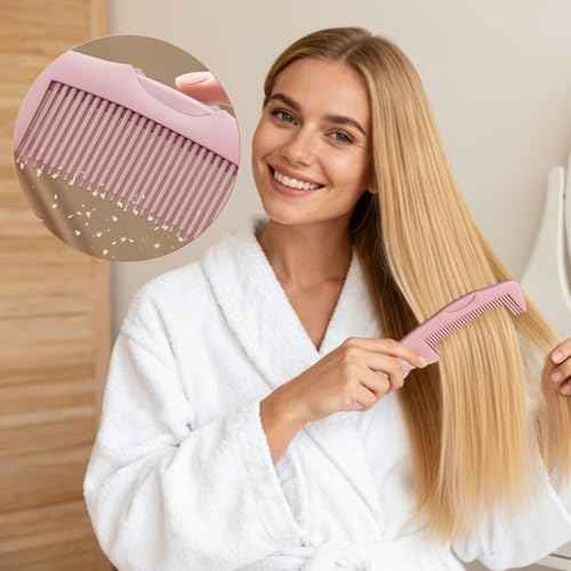 Dandruff Comb 2PC Upgraded Fine Tooth Scalp Detox Comb Lice for Women, Men & Kids Scalp Detoxing, Sweep & Massage Hair Brush Tool with Elegant Box for Hair Care (Pink)