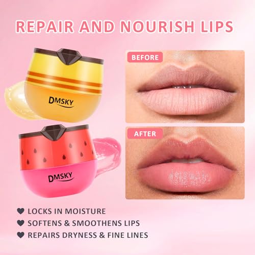 DMSKY 6 PCS Bee Lip Balm Lip Mask Honey Pot,Valentines Day Gifts,Propolis Lip Mask Overnight Moisturizing Lip Balm with Stick,Sleeping Lip Mask Prevention Dry & Cracked,Galentines Day Party Favors