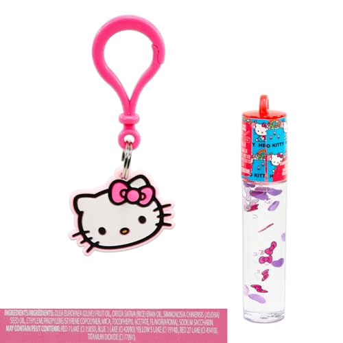 Hello Kitty Lip Gloss Tubes - Bundle with 2 Lip Gloss in Assorted Flavors for Party Favors Plus Bag Clip, Stickers, More | Hello Kitty Party Favors
