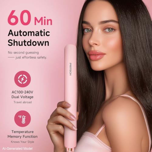Pink Titanium Flat Iron Hair Straightener - 1 Inch Professional Hair Styler