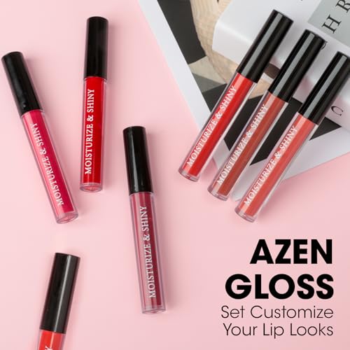 AZEN 24 Pack Lip Gloss Bulk Set, Shimmery Lip Gloss for Women and Girls With Rich Varied Colors, Valentines Gifts Easter Basket Stuffers