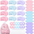 Spa Party Favor Set with Headbands Eye Masks Scrunchies & Bags - Pink, Blue, Purple