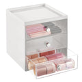 Large Stackable Makeup Organizer with 3 Drawers - Light Gray/Clear