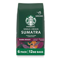 Starbucks Sumatra Single-Origin Dark Roast Ground Coffee — 6 x 12 oz Bags (Pack of 6)