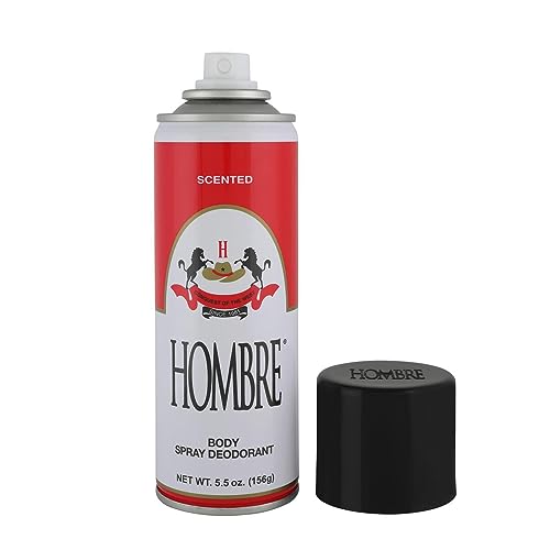 HOMBRE Red Deodorant Body Spray for Men 5.5oz Pack of 6 - Long-Lasting Freshness