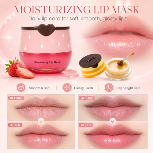 10 PCS Honey Lip Balm Set with Varieties - Bee Lip Moisturizing Masks & Balms