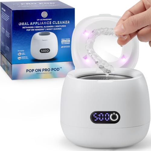 Ultrasonic Dental Retainer Cleaner Machine 45kHz UV Light 200ml Tank