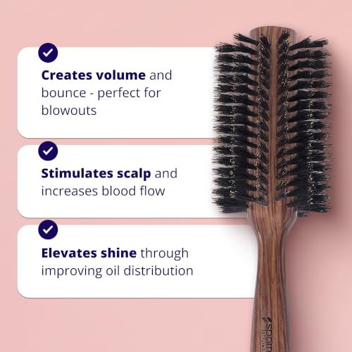 SPORNETTE 2 Inch Deville Boar Bristle Round Hair Brush for Blow Drying & Styling