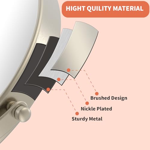 Wall Mount Makeup Mirror with 1X/10X Magnification - Nickel Finish - 16.8-Inch Extendable Swivel