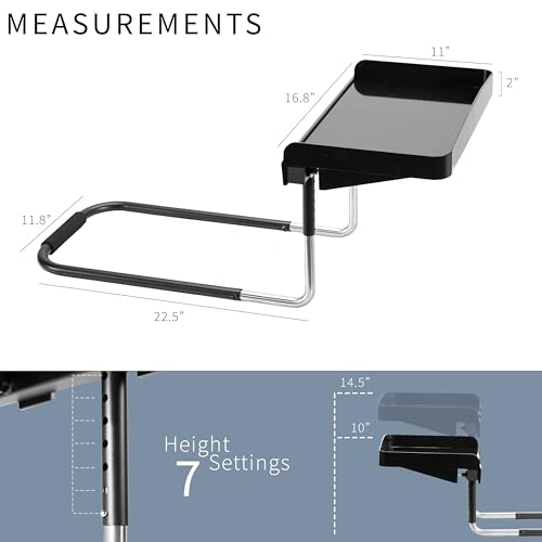 Height Adjustable Under Mattress Bedside Shelf - Black / Fits 6-10 Inch Mattresses
