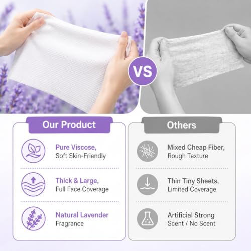 80 Pcs Disposable Compressed Face Towels for Hot Towel Dispenser - Light Lavender Scent