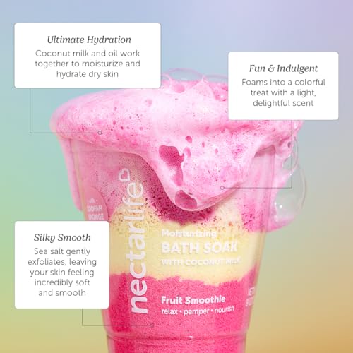 Fruit Smoothie Coconut Milk Bath Soak - Vegan Relaxing Bubble & Foot Care, 9 oz
