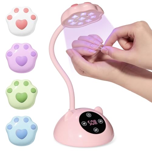 Beetles Flash Cure Nail Lamp - Pink, Cordless UV LED Nail Dryer with Gooseneck