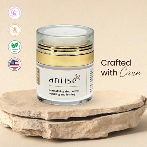 Aniise Normalizing Zinc Face Cream ? Oil Control & Acne Support ? Hydrating & Firming Skin Care with Zinc Oxide, Aloe Vera, Shea Butter & Avocado Oil ? Vegan, Cruelty-Free ? 1 oz
