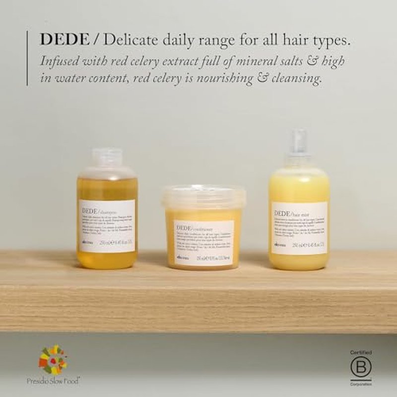 Davines DEDE Shampoo, Delicate Soft Lather Daily Cleanser for Medium Fine & Fine Hair - Gently Removes Impurities to Make Hair Light, Shiny, and Soft with Red Celery Extract, 8.45 Fl Oz