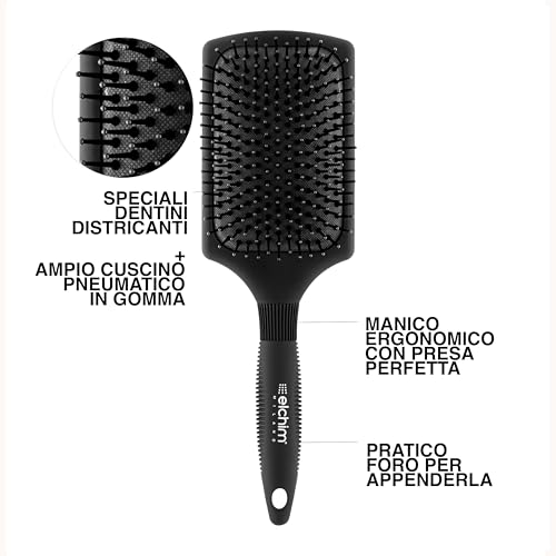 Elchim Paddle Hair Brush with Pneumatic Cushion & Ergonomic Handle