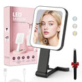 Rechargeable Travel Mirror with Lights 10X/1X Magnification, Dimmable LED, Compact