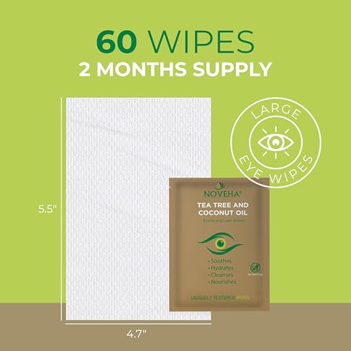 3 Pack Eyelid & Lash Wipes with Tea Tree, Coconut Oil & Aloe Vera for Demodex & Blepharitis