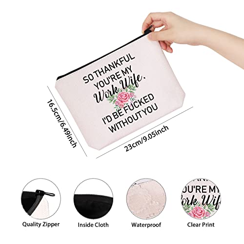 TSOTMO Novelty Work Wife Gift So Thankful You¡¯re My Work Wife Zipper Pouch Makeup Bag (WORK WIFE WITHOUT YOU)