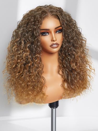GORGIUS Deep Curly Ombre Brown Lace Front Wig 20 Inch for Black Women