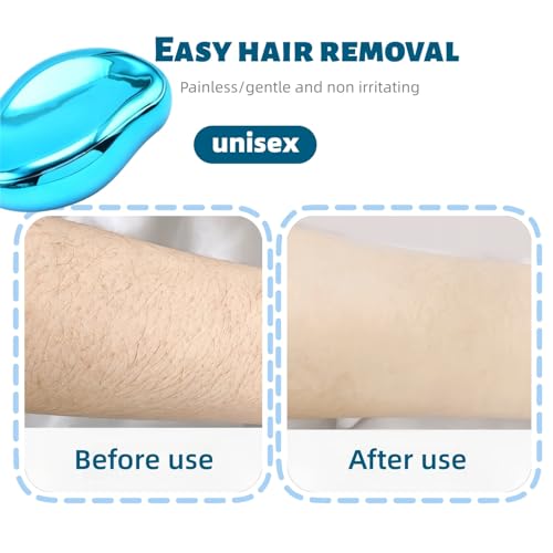 Natural Crystal Hair Remover (Light Blue) - Reusable Painless Nano Glass Hair Eraser, Shaver-Free Gentle Epilator & Exfoliator for Smooth Silky Skin