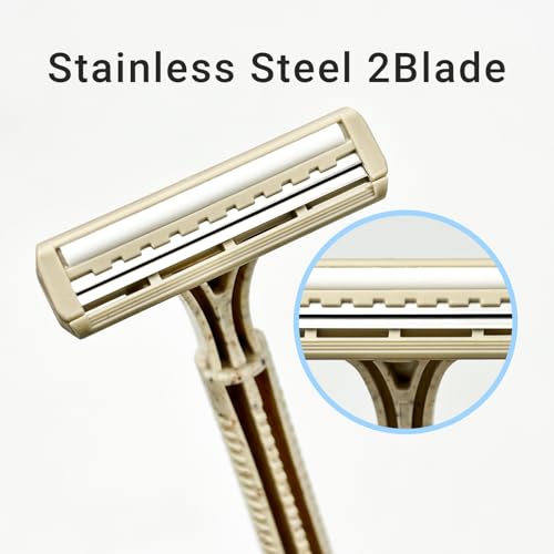 Disposable Shave Kit for Men &Women - 50 Pcs Wheat Straw Razors and Cream Bulk, Individually Wrapped Portable Toiletries Amenities for Hotel, Airbnb, Homeless, Shelter, Charity, Camping and Travel