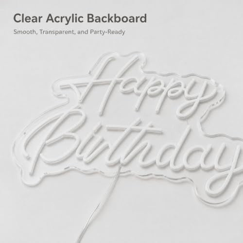 Happy Birthday Neon Sign - 22x16.9 Inch LED Dimmable Warm White Party Decor