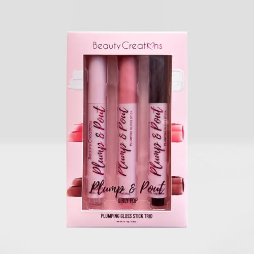 Plump & Pout Lip Gloss Stick Set, Girly Pop Collection, 3 Pieces