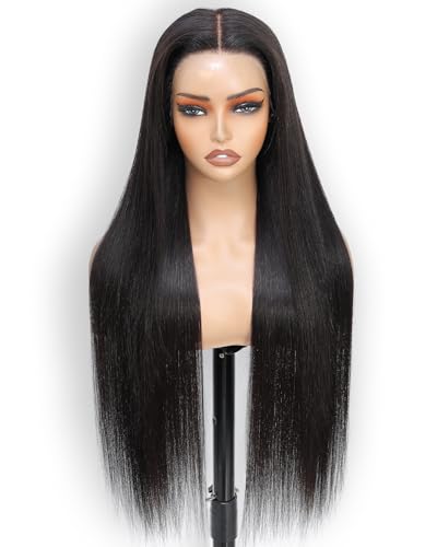 22 Inch Straight Lace Front Human Hair Wig - Natural Color, Pre-Plucked, Glueless Fit