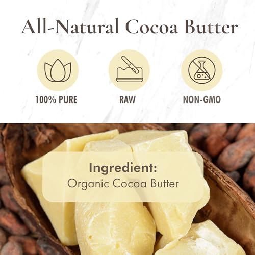 Pure Organic Cocoa Butter 16oz for Lotion, Lip Balm, Body Cream - Vegan, Non-GMO