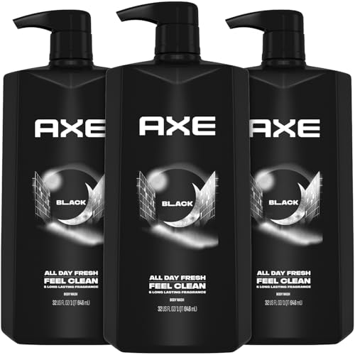 Men's Body Wash 3-Pack - Black Scent, 33.8 Oz, 3-in-1 Body Face Hair Wash