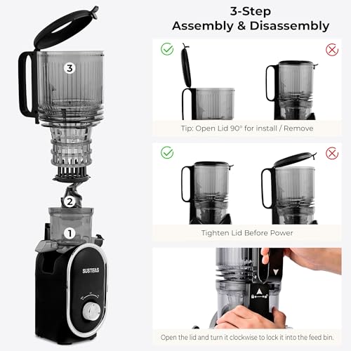 Black Juicer Machine with 5.3-Inch Wide Feed Chute - Whole Fruits & Vegetables