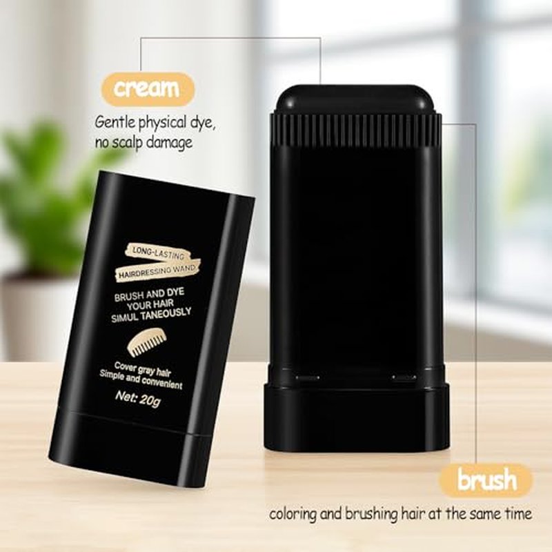 Black Hair Dye Comb, Portable Hair Dye Stick For Gray Hair Coverage Waterproof and Sweat-Proof Hair Color Stick Color Touch-Up Hair Sticks With Comb for Women & Men 2PCS