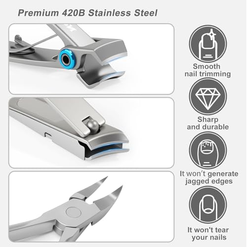Heavy Duty Toenail Clipper Set for Seniors with Storage Case