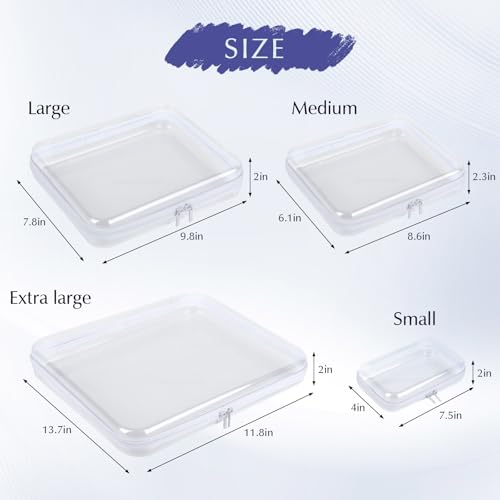 Owfeel 4PCS Clear Hard Shell Zipper Case, Plastic Double Zippered Storage Organizer Pouches for Travel, Transparent Cosmetic Bag for Make Up Tools, Toiletries, Toy Storage