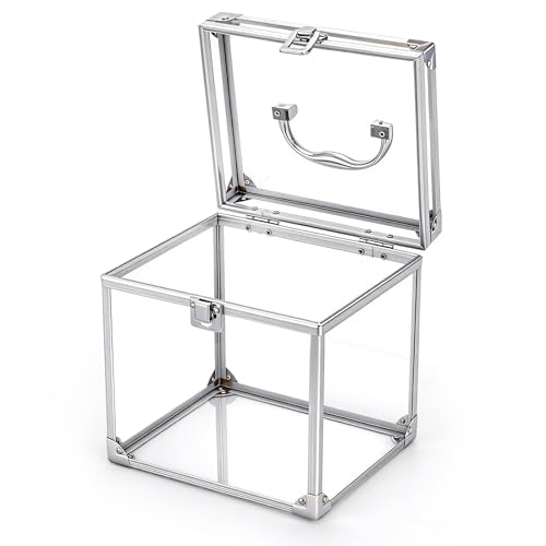 Acrylic Crown & Cosmetic Storage Box with Locking Latches - Portable Vanity Organizer for Pageants & Travel