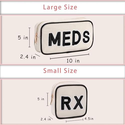 2-Piece Small and Medium Canvas RX Medicine Bags for Travel and Organization - Black