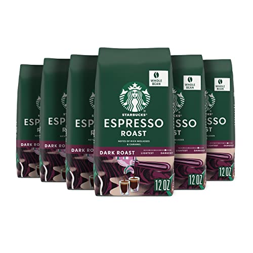 Starbucks Espresso Roast Whole Bean Coffee - Pack of 6 x 12 oz - Bold & Rich