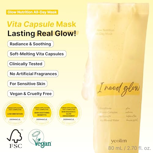 Brightening & Calming Face Mask with Vitamin Capsules - Vegan, Fragrance-Free