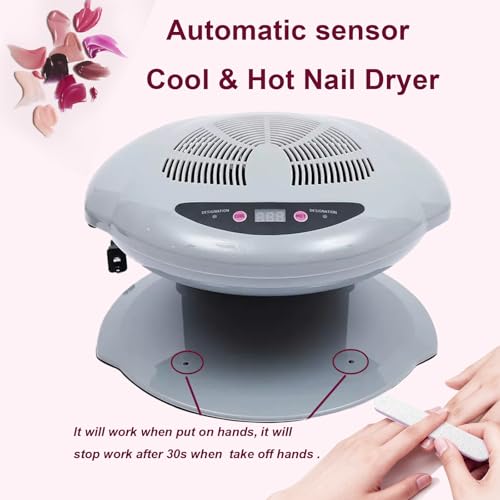 JOJOCOSMO 400W Hot & Cold Nail Dryer with Auto Sensor, Large Capacity, for Hands & Feet