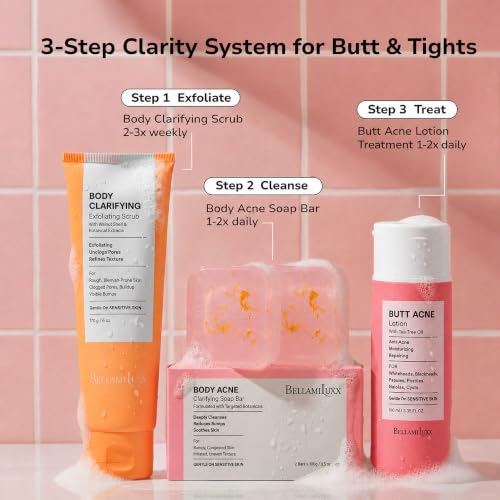 BellamiLuxx 3-Pack Butt Acne Clearing Cream with Salicylic Acid & Tea Tree Oil