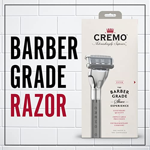 Cremo Astonishingly Superior Razor Refills, (4 Pack) & Astonishingly Superior Barber Grade Refillable System Razor