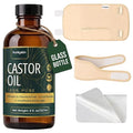 Organic Castor Oil Pack Wrap Kit with Glass Bottle - 8 Fl Oz