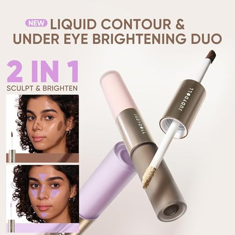 JUDYDOLL Liquid Contour & Under Eye Brightening,Highlighter, Buildable, Ultra-Blendable Contour, Face Contouring Liquid (02 Fair With Warm Undertones)