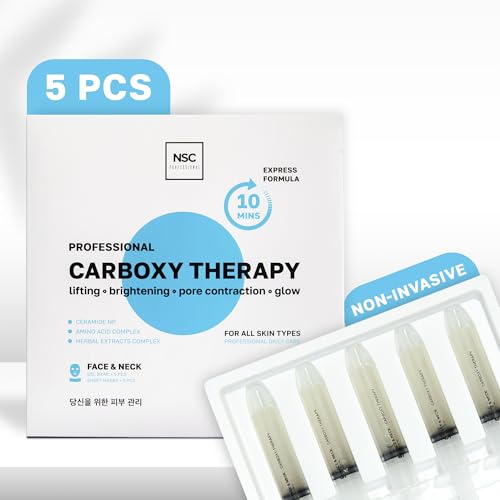 Name Skin Care Korean Carboxy CO2 Therapy Face & Neck Mask Set of 5 - Hydrating Oxygen Carboxytherapy Skincare Sheet Masks - Moisturizing Anti Aging Pore Tightening Brightening Facial Treatment Gel